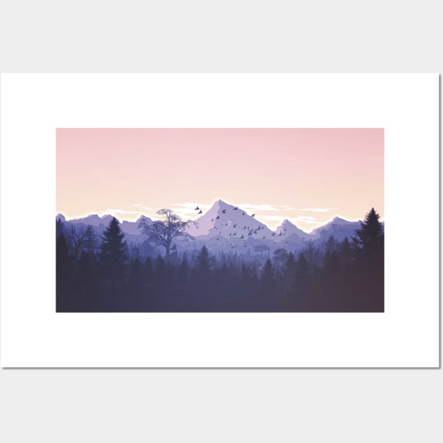 Beautiful Landscape Illustration Wall Art by LineXpressions